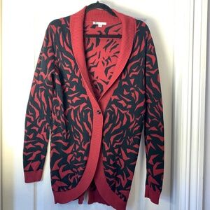 Volcom patterned cardigan — Small, red & black